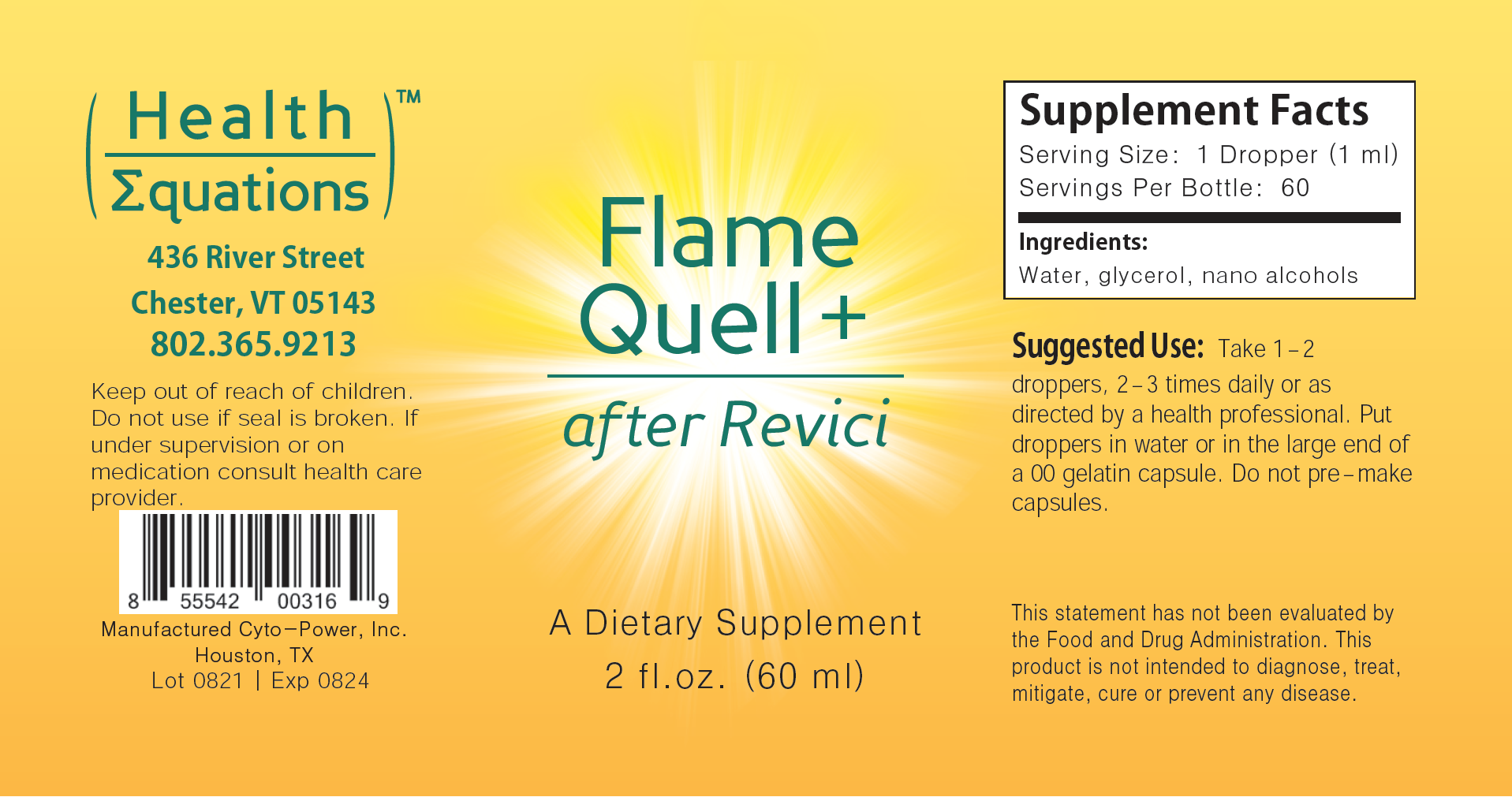 Flame Quell Plus label image by Health Equations
